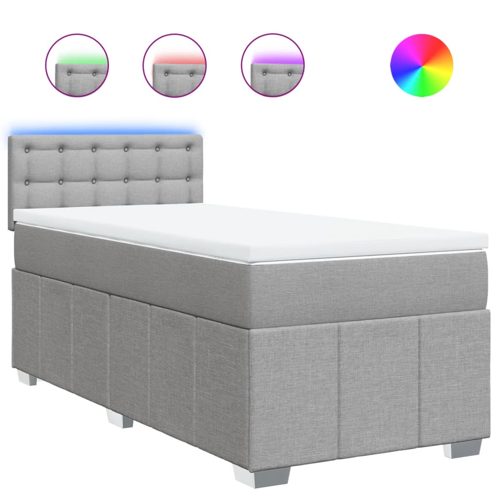 Sommier à lattes de lit avec matelas Gris clair 90x200 cm Tissu