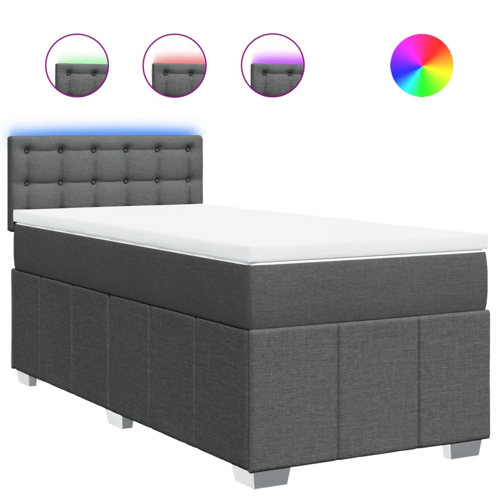 Sommier à lattes de lit avec matelas Gris foncé 90x200 cm Tissu - XIOS