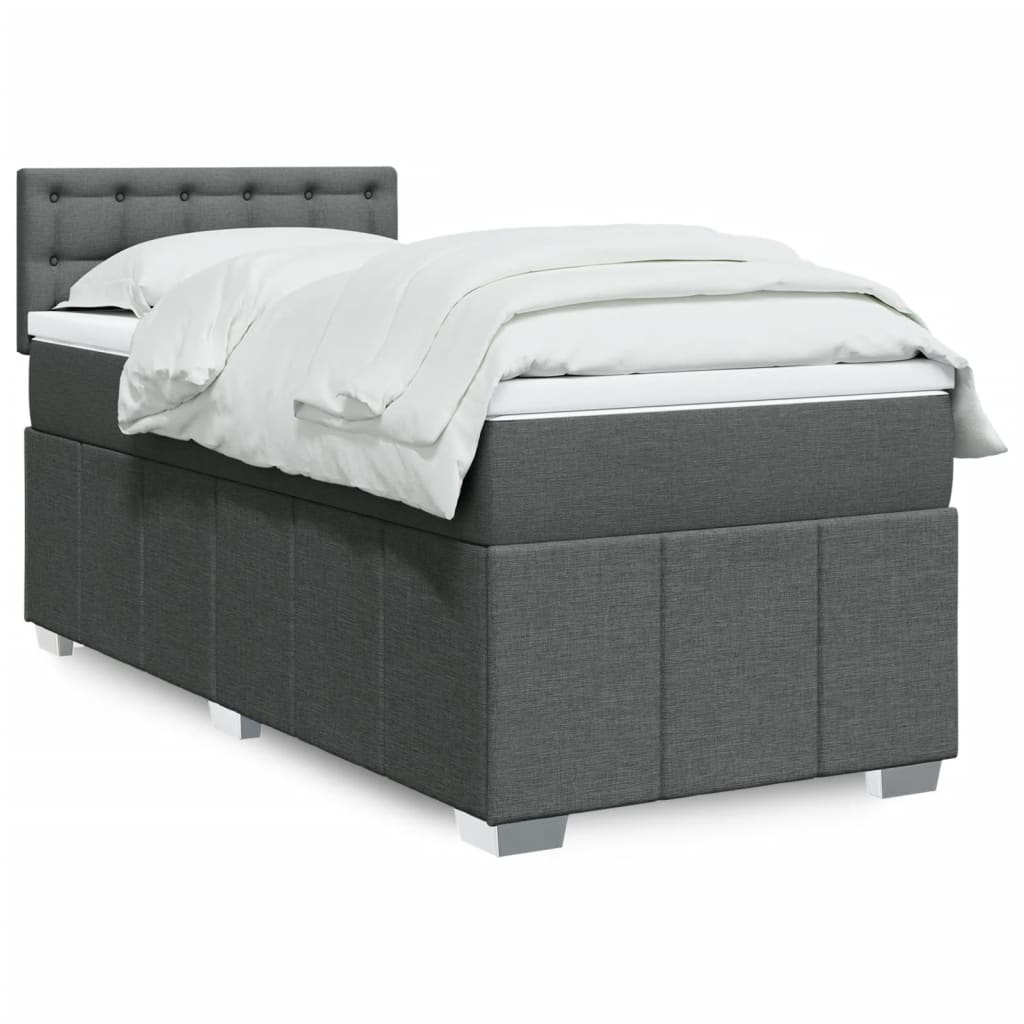 Sommier à lattes de lit avec matelas Gris foncé 90x200 cm Tissu - XIOS