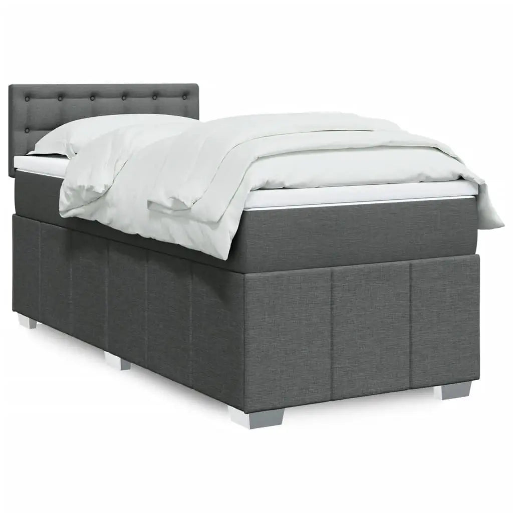 Sommier à lattes de lit avec matelas Gris foncé 90x200 cm Tissu - XIOS