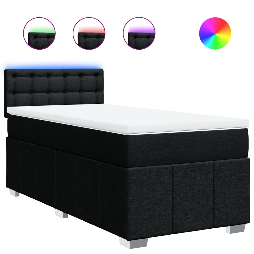 Sommier à lattes de lit avec matelas Noir 90x200 cm Tissu - XIOS