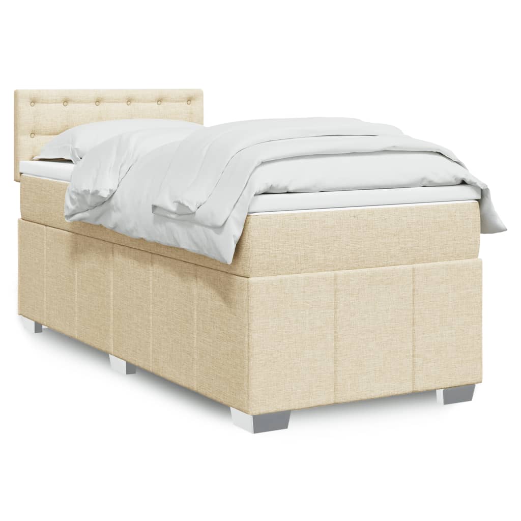 Sommier à lattes de lit avec matelas Crème 90x200 cm Tissu - XIOS
