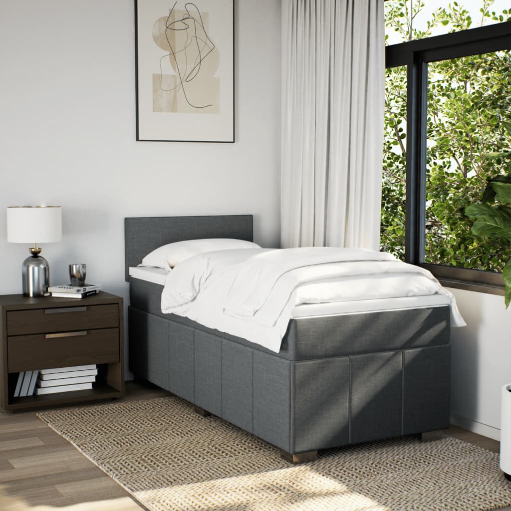 Sommier à lattes de lit avec matelas Gris foncé 100x200cm Tissu - XIOS