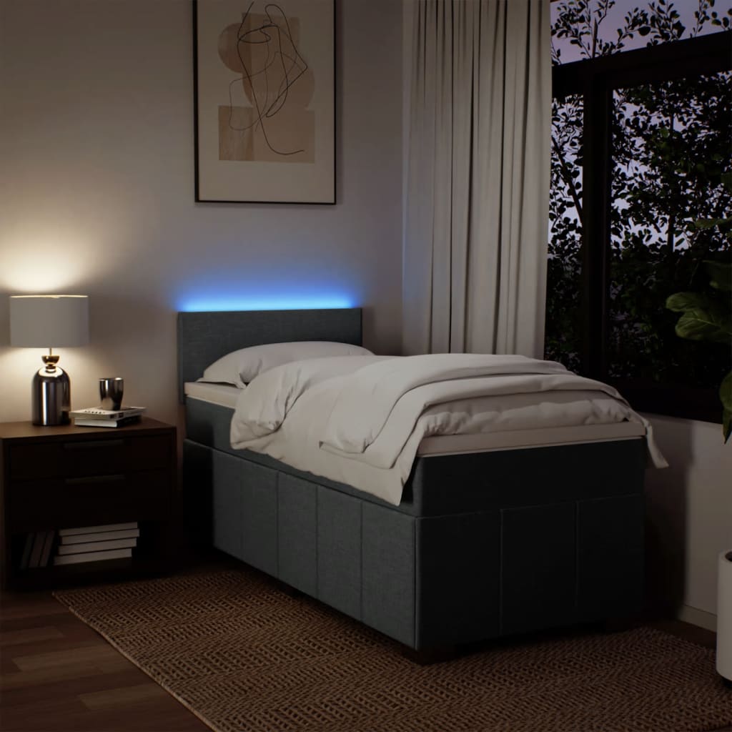 Sommier à lattes de lit avec matelas Gris foncé 100x200cm Tissu - XIOS
