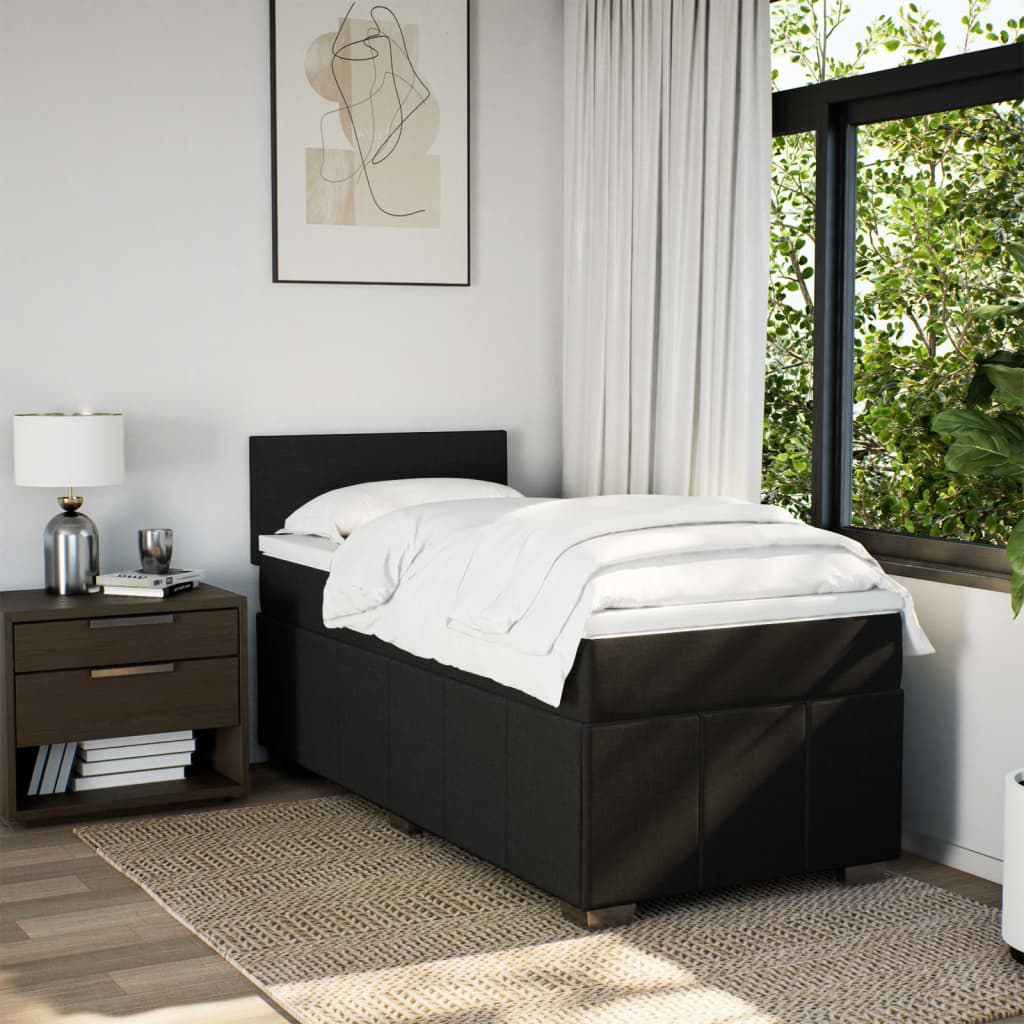 Sommier à lattes de lit avec matelas Noir 100x200 cm Tissu - XIOS