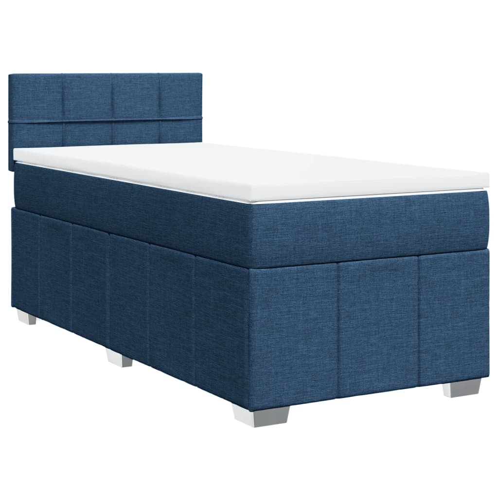 Sommier à lattes de lit avec matelas Bleu 100x200 cm Tissu