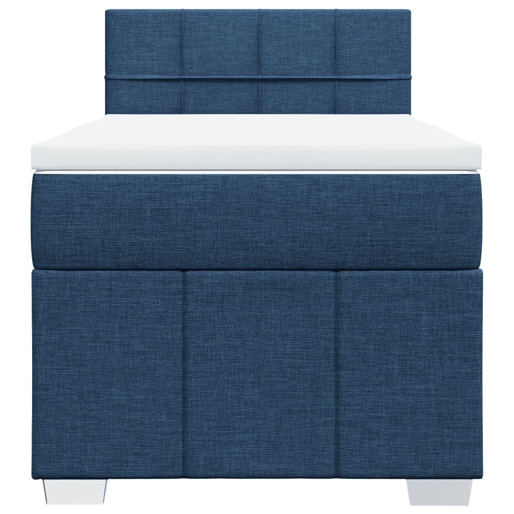 Sommier à lattes de lit avec matelas Bleu 100x200 cm Tissu
