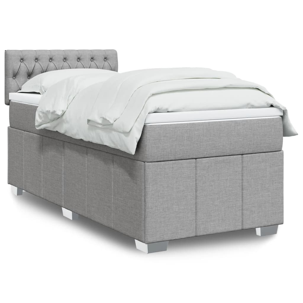 Sommier à lattes de lit avec matelas Gris clair 100x200cm Tissu - XIOS