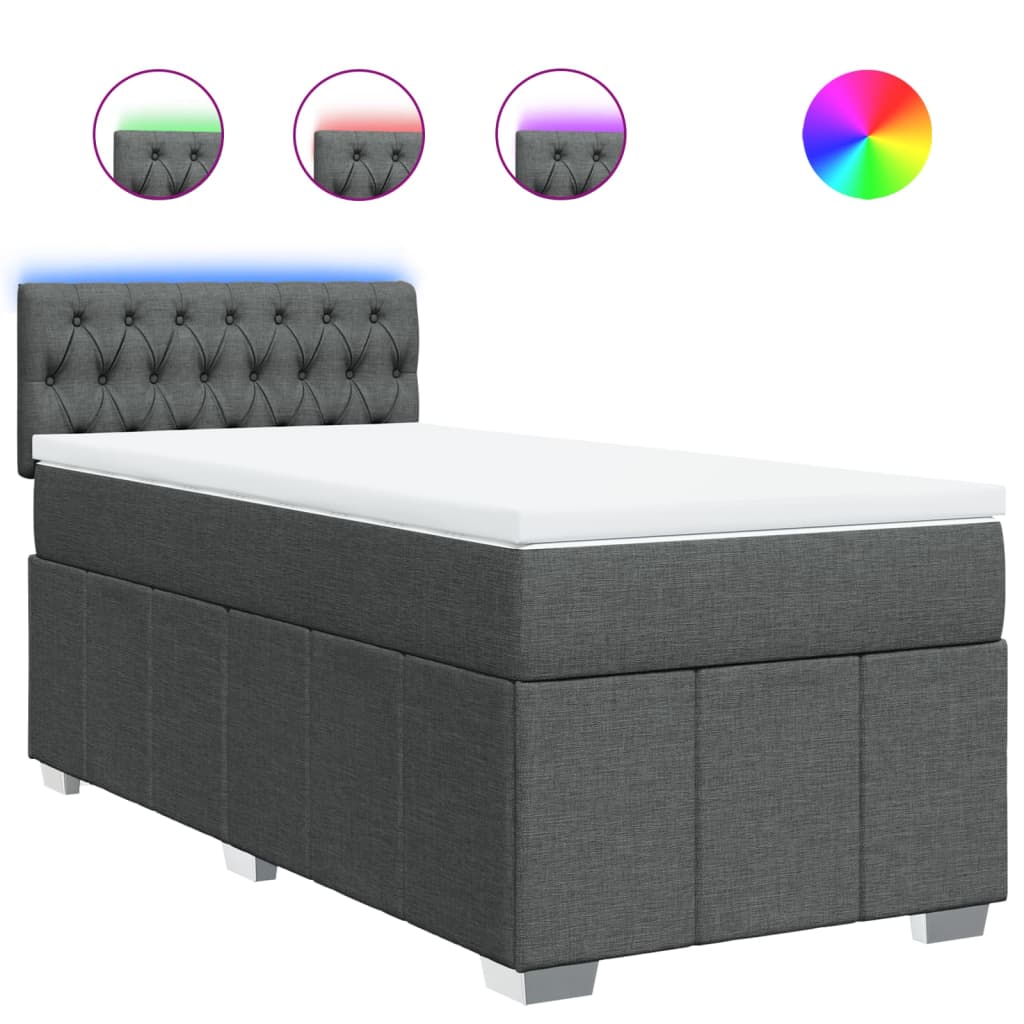 Sommier à lattes de lit avec matelas Gris foncé 100x200cm Tissu - XIOS