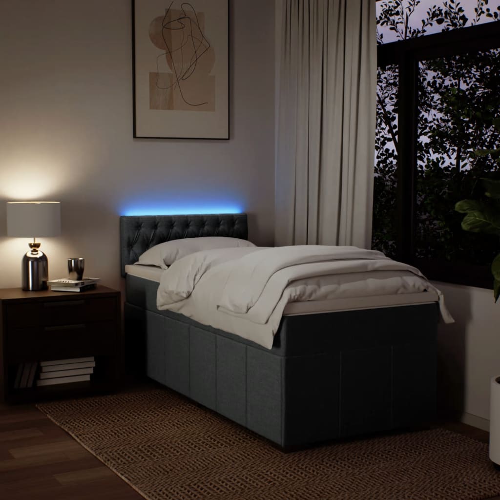 Sommier à lattes de lit avec matelas Gris foncé 100x200cm Tissu - XIOS