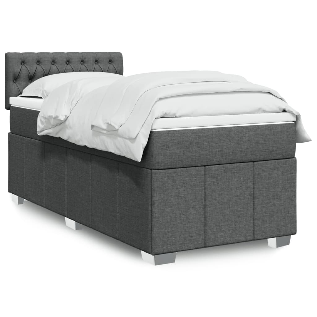 Sommier à lattes de lit avec matelas Gris foncé 100x200cm Tissu - XIOS