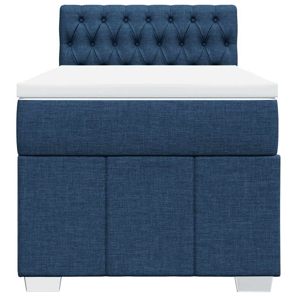 Sommier à lattes de lit avec matelas Bleu 100x200 cm Tissu - XIOS