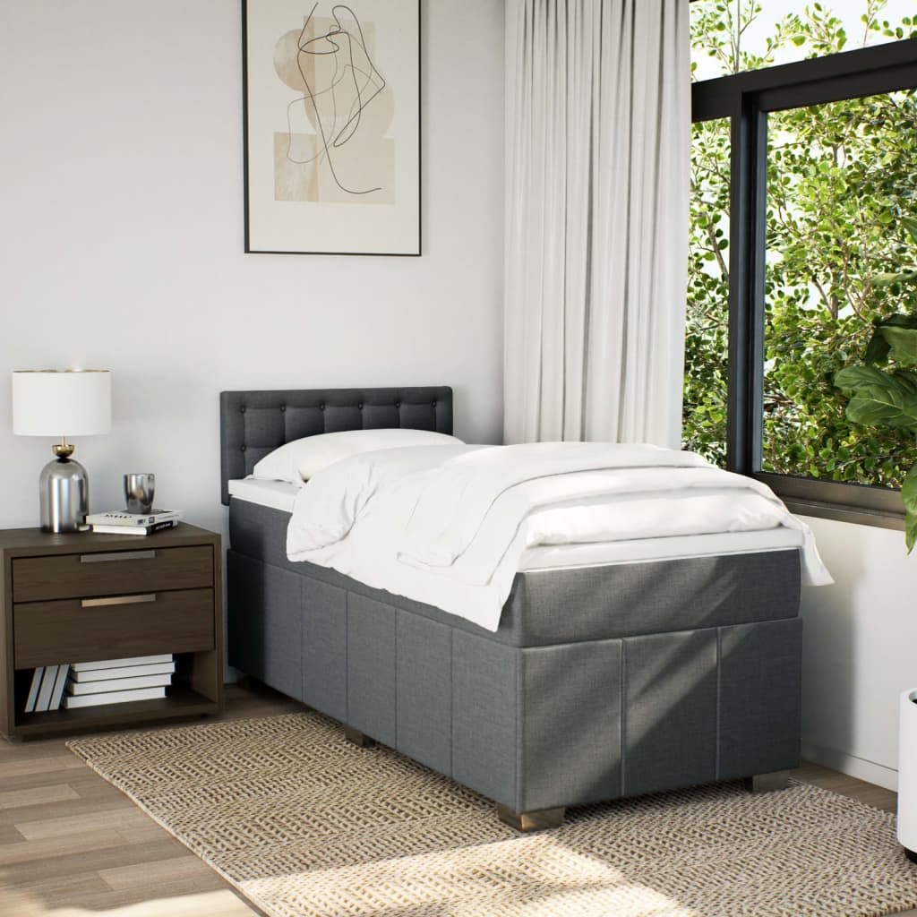 Sommier à lattes de lit avec matelas Gris foncé 100x200cm Tissu - XIOS