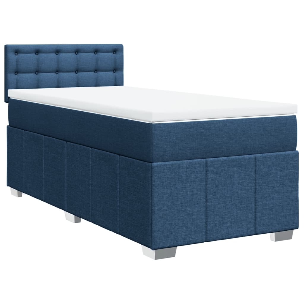 Sommier à lattes de lit avec matelas Bleu 100x200 cm Tissu