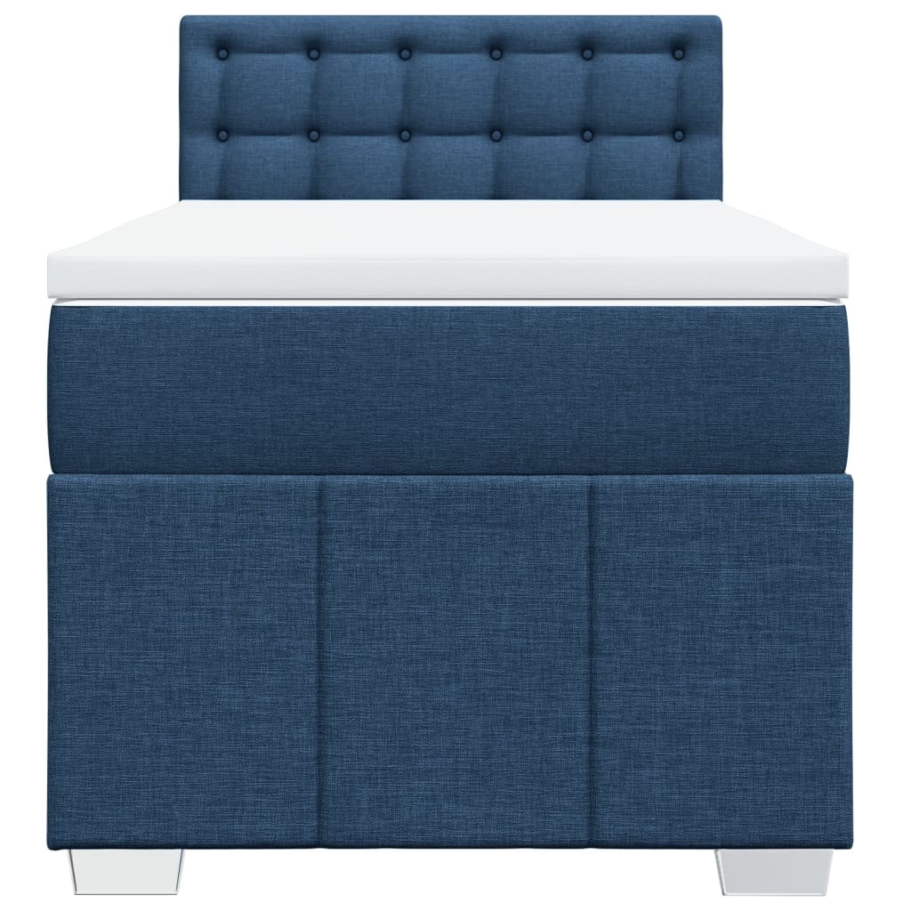 Sommier à lattes de lit avec matelas Bleu 100x200 cm Tissu - XIOS