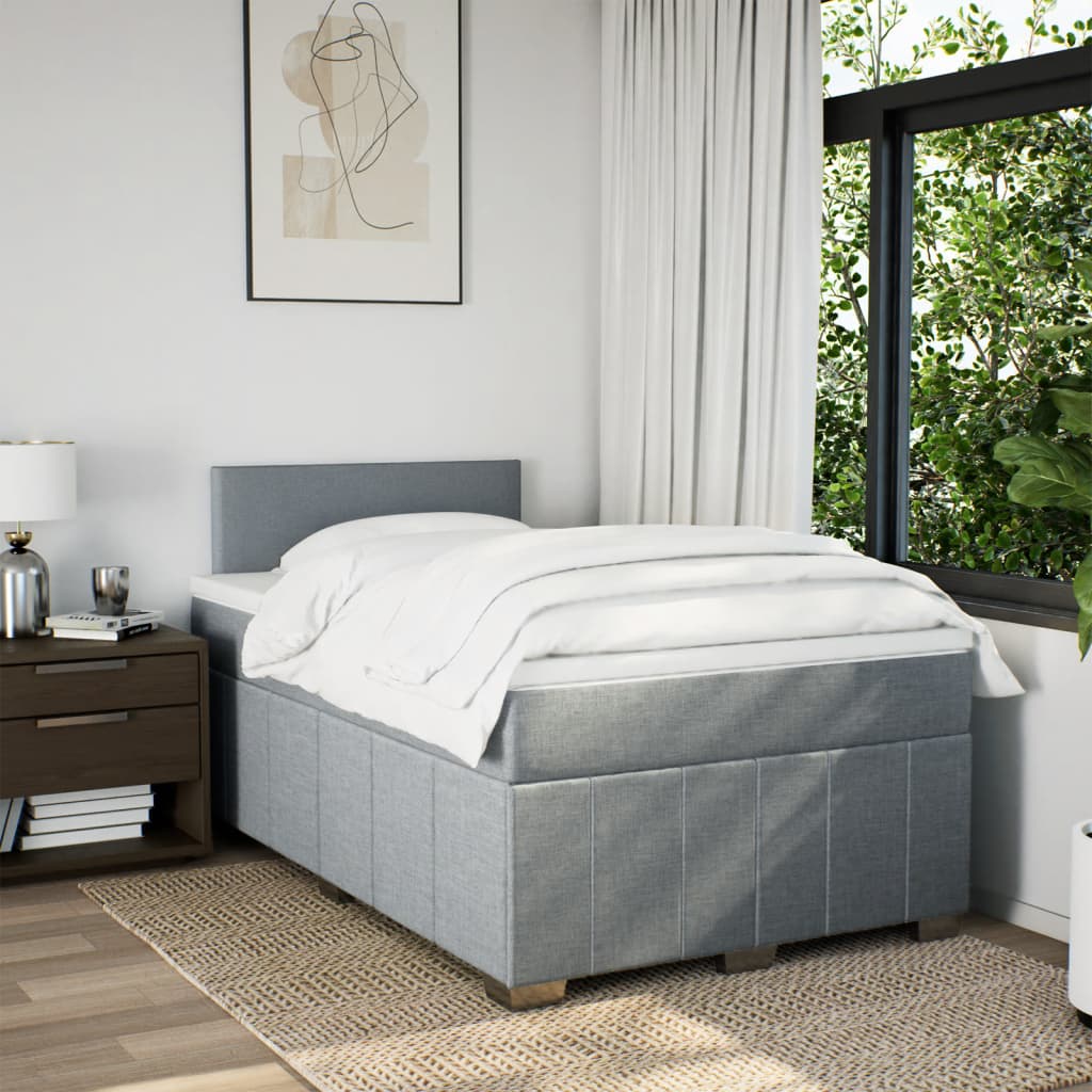 Sommier à lattes de lit et matelas gris clair 120x190 cm tissu - XIOS