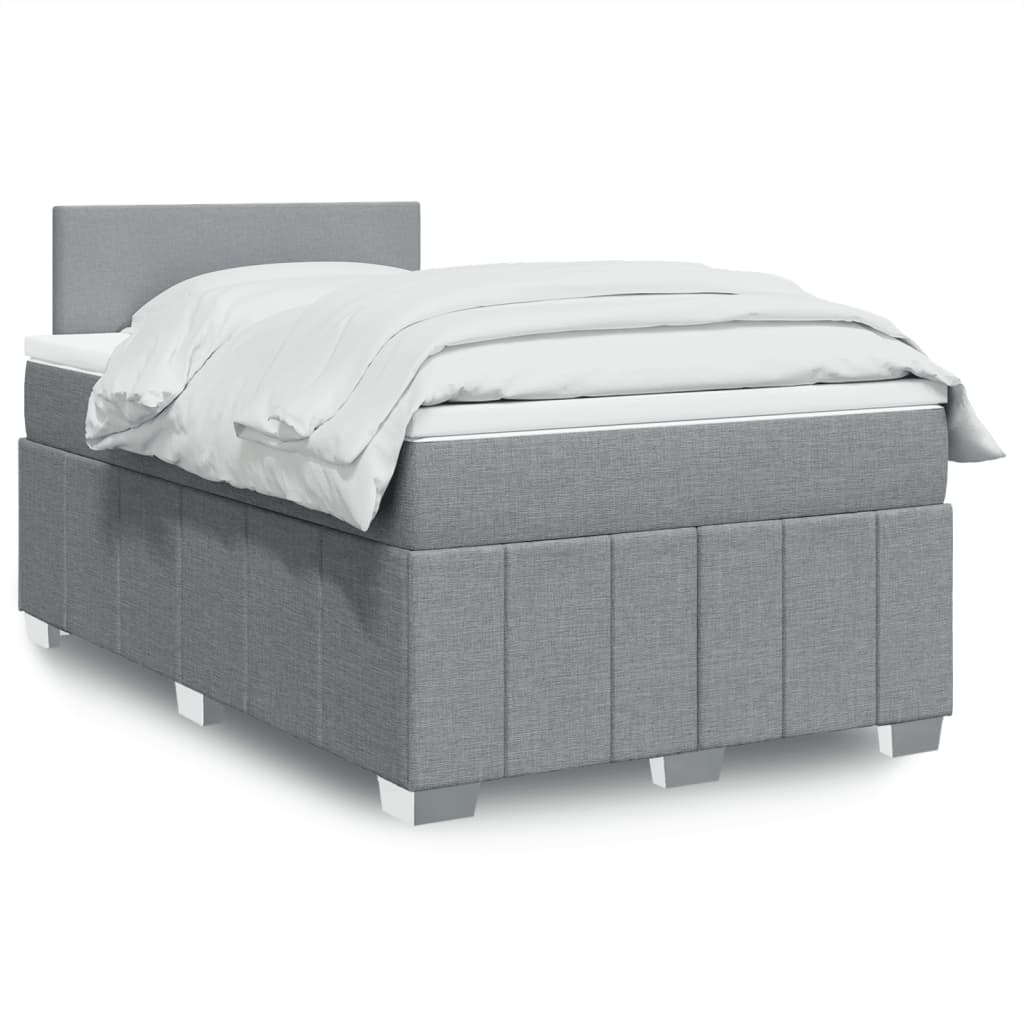 Sommier à lattes de lit et matelas gris clair 120x190 cm tissu - XIOS