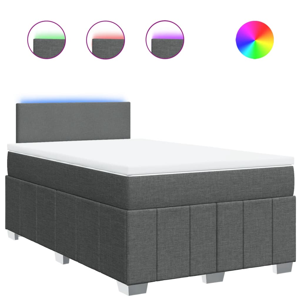 Sommier à lattes de lit avec matelas gris foncé 120x190cm tissu - XIOS