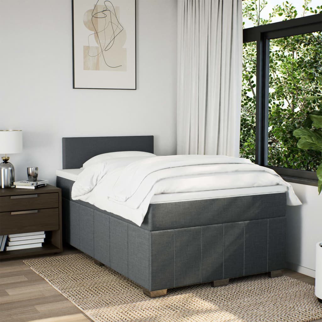 Sommier à lattes de lit avec matelas gris foncé 120x190cm tissu - XIOS