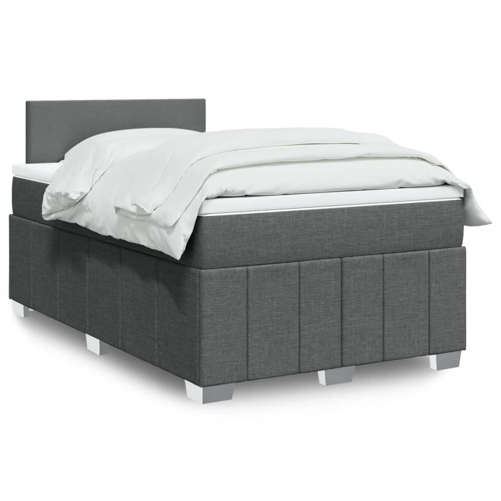 Sommier à lattes de lit avec matelas gris foncé 120x190cm tissu - XIOS