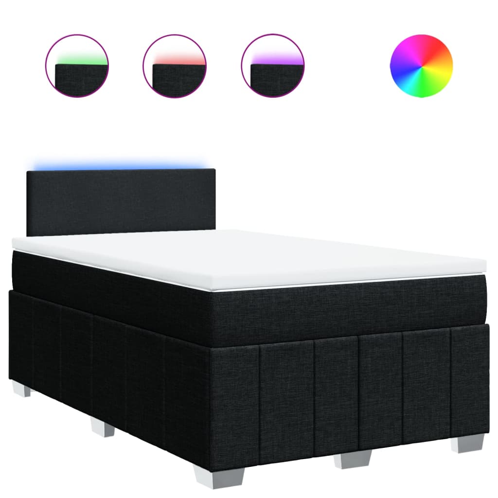 Sommier à lattes de lit avec matelas noir 120x190 cm tissu - XIOS