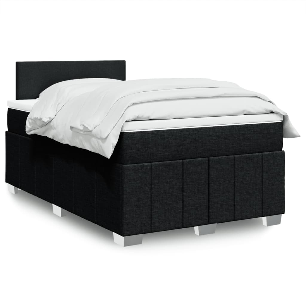 Sommier à lattes de lit avec matelas noir 120x190 cm tissu - XIOS