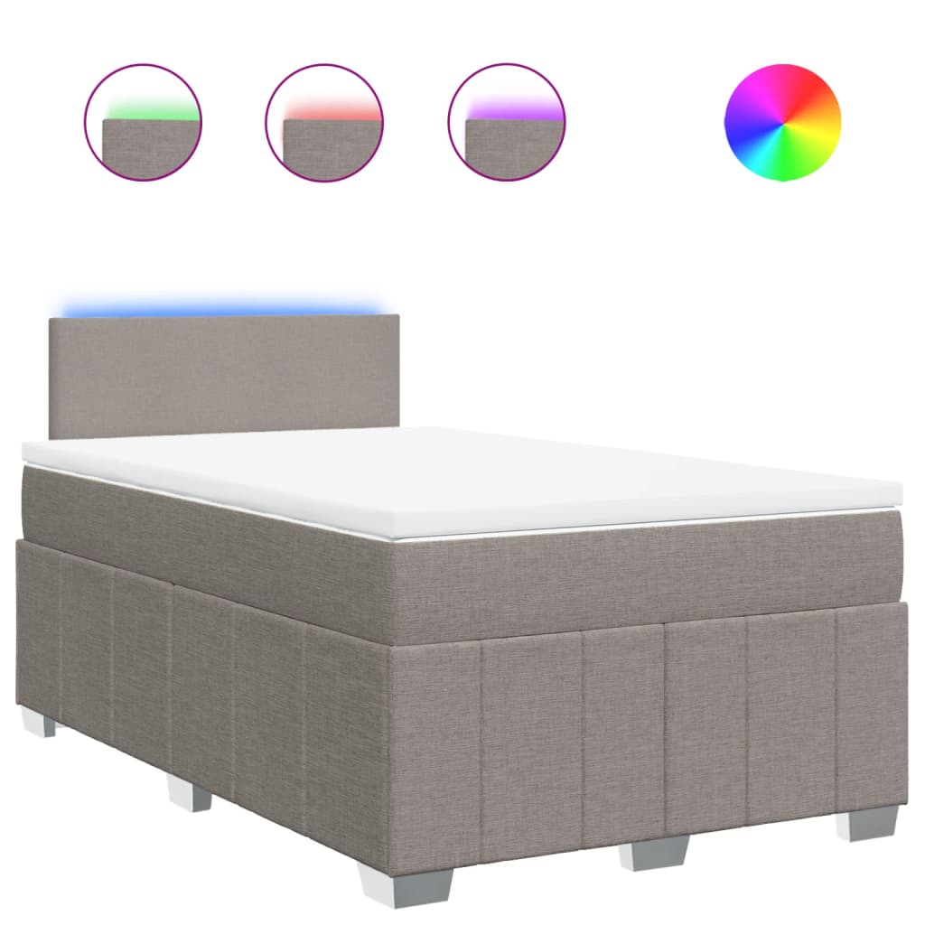 Sommier à lattes de lit avec matelas taupe 120x190 cm tissu - XIOS