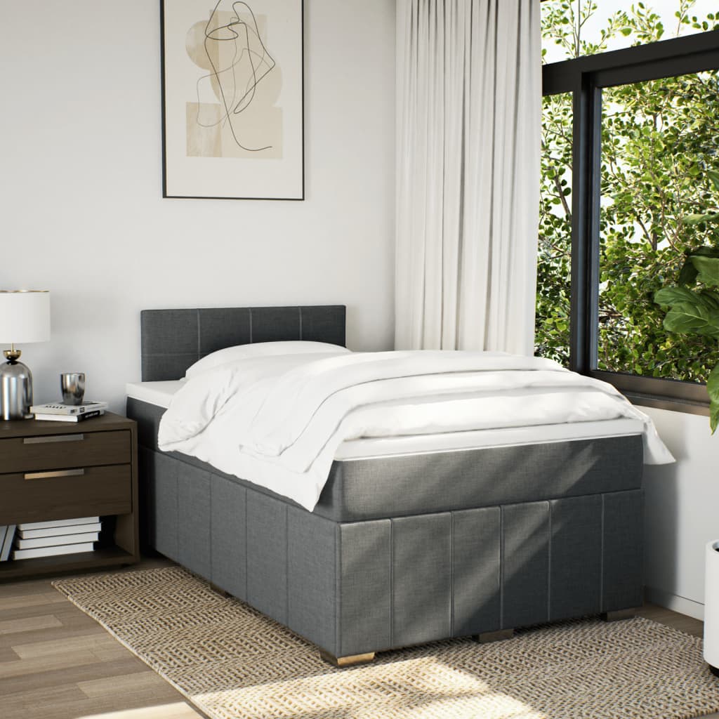 Sommier à lattes de lit avec matelas gris foncé 120x190cm tissu - XIOS