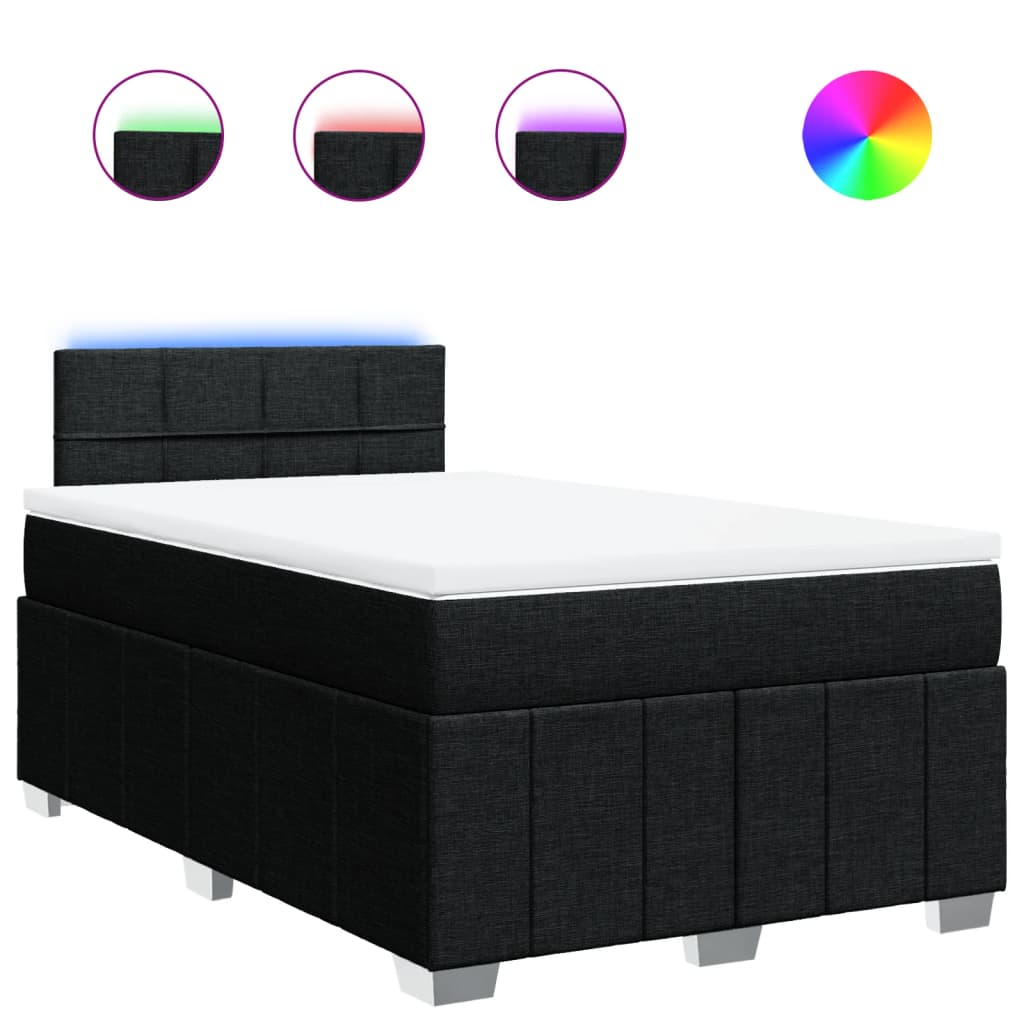 Sommier à lattes de lit avec matelas noir 120x190 cm tissu - XIOS