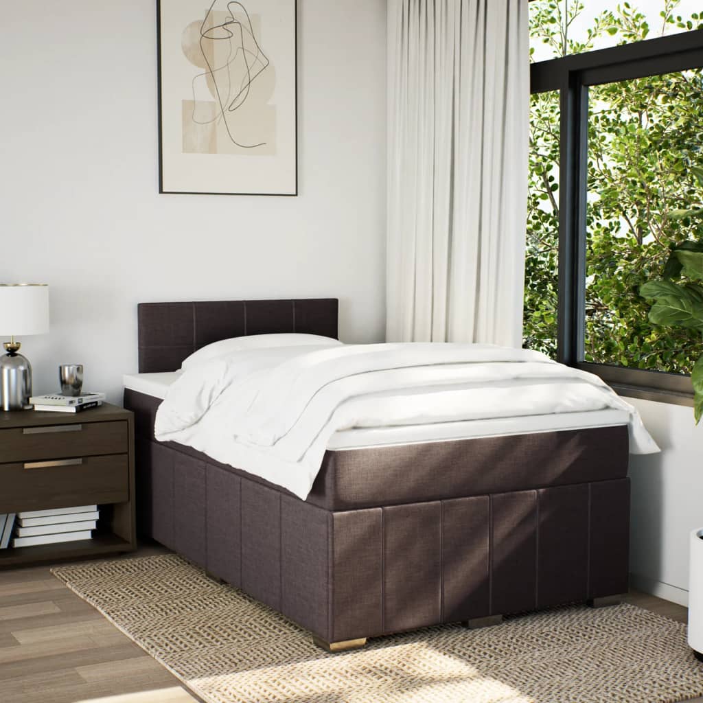 Sommier à lattes de lit et matelas marron foncé 120x190cm tissu - XIOS