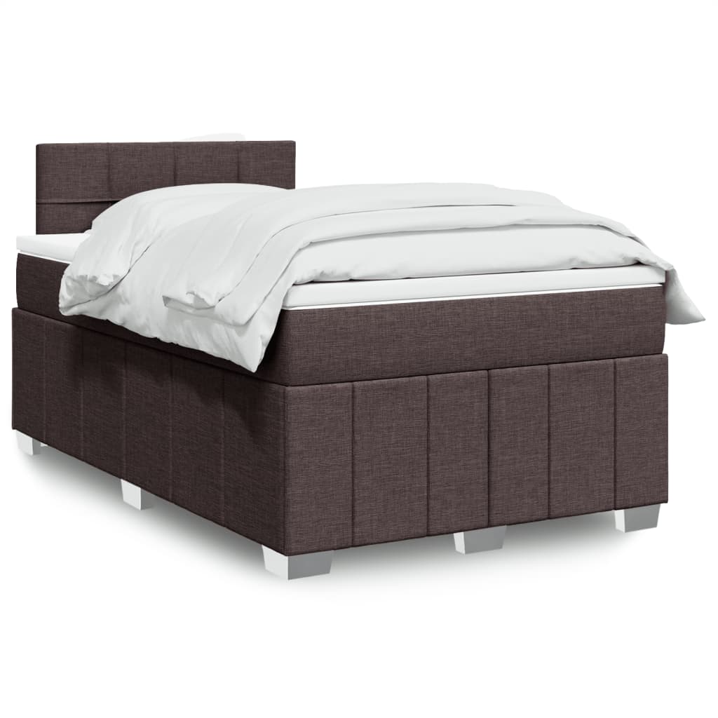 Sommier à lattes de lit et matelas marron foncé 120x190cm tissu - XIOS