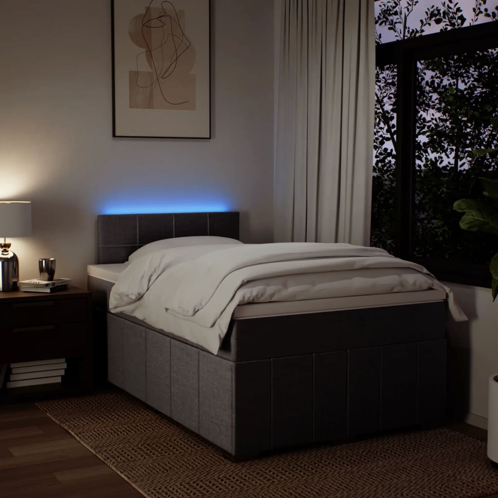 Sommier à lattes de lit avec matelas taupe 120x190 cm tissu - XIOS
