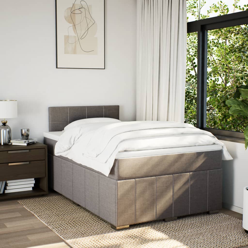 Sommier à lattes de lit avec matelas taupe 120x190 cm tissu - XIOS