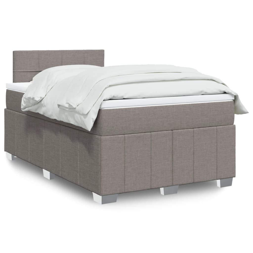 Sommier à lattes de lit avec matelas taupe 120x190 cm tissu - XIOS
