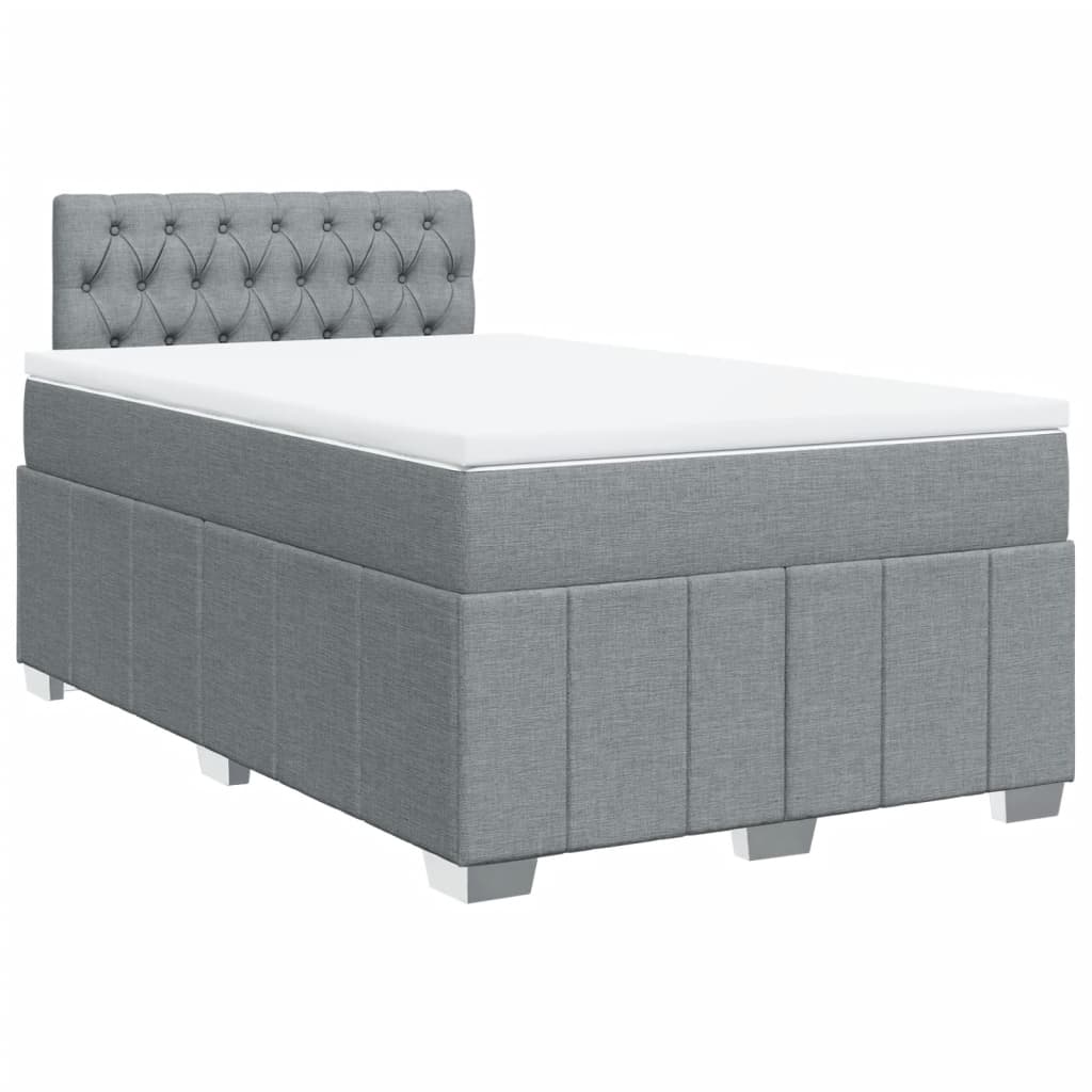 Sommier à lattes de lit et matelas gris clair 120x190 cm tissu - XIOS