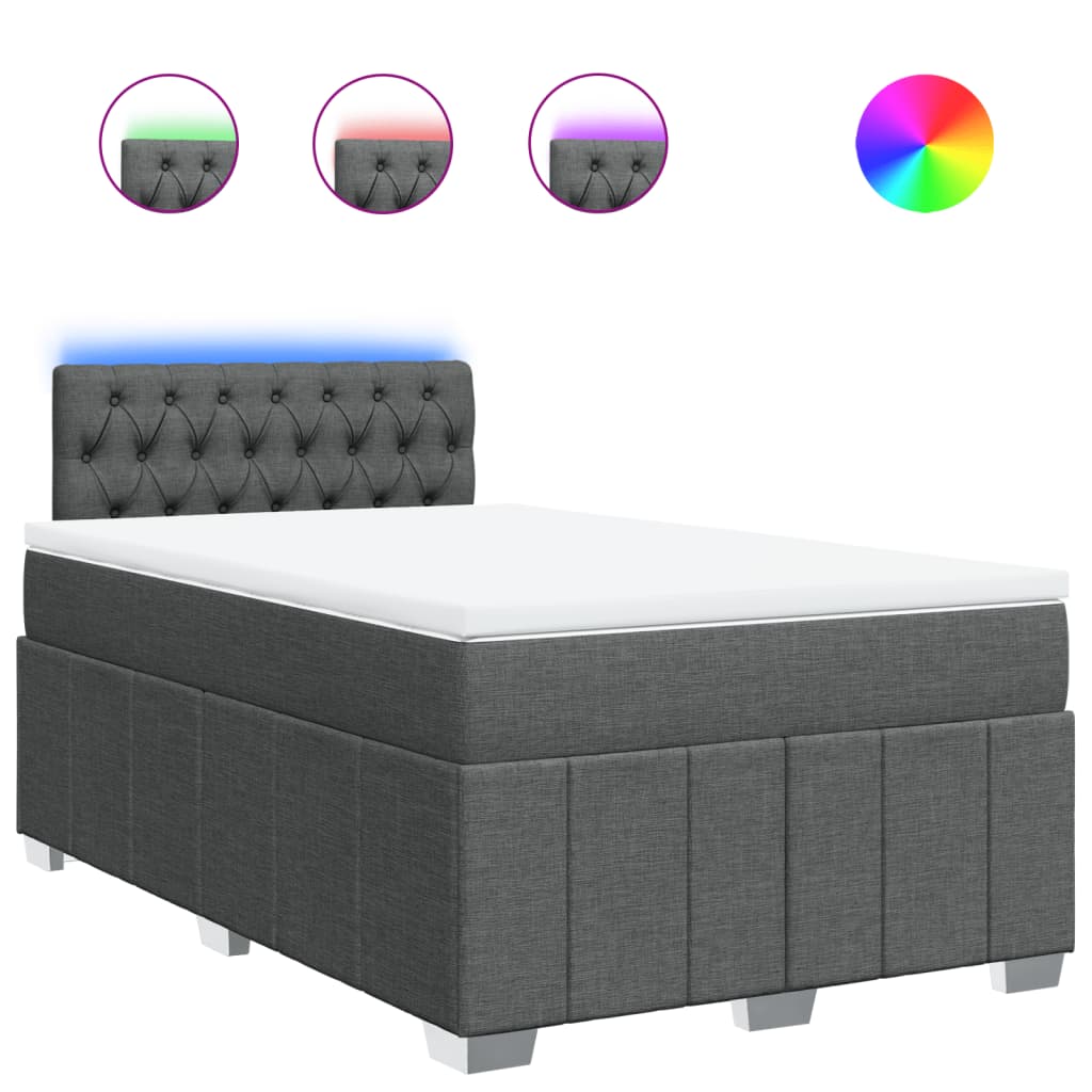 Sommier à lattes de lit avec matelas gris foncé 120x190cm tissu - XIOS