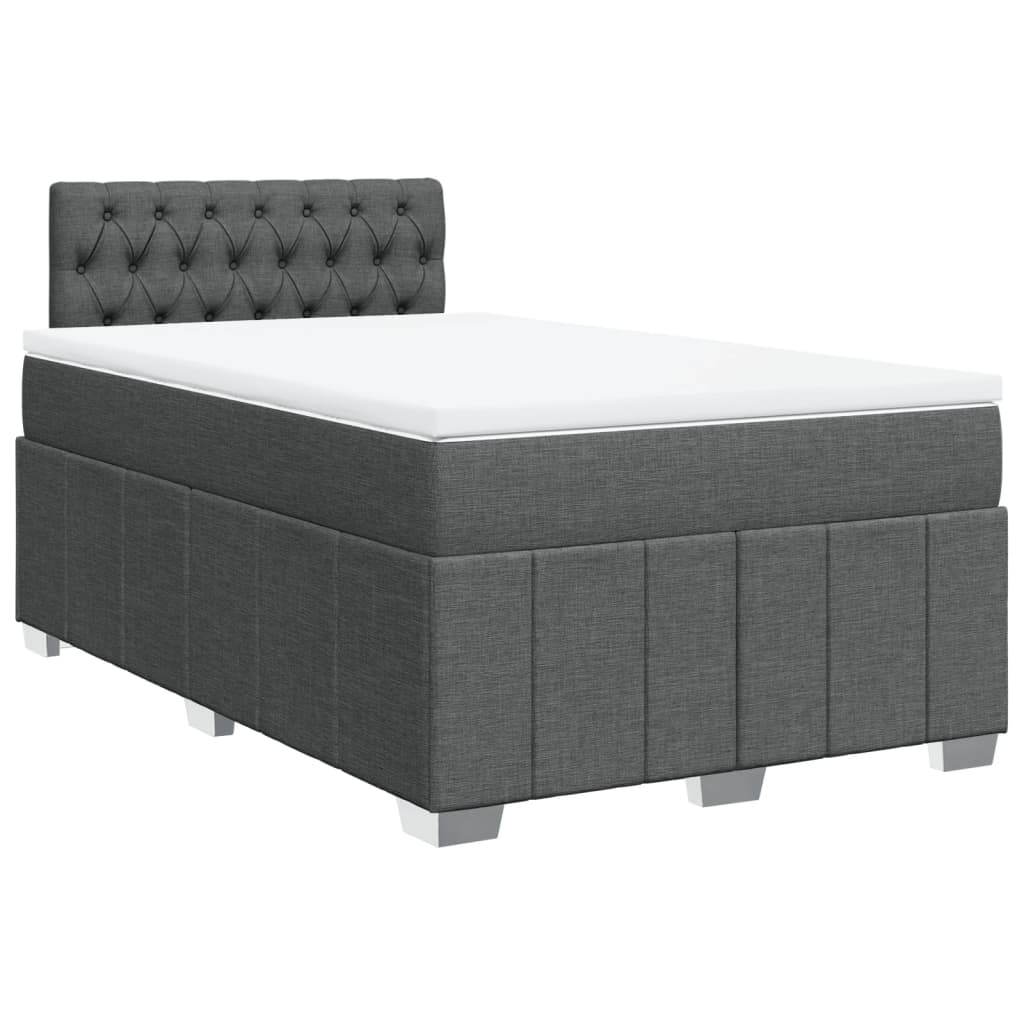 Sommier à lattes de lit avec matelas gris foncé 120x190cm tissu - XIOS