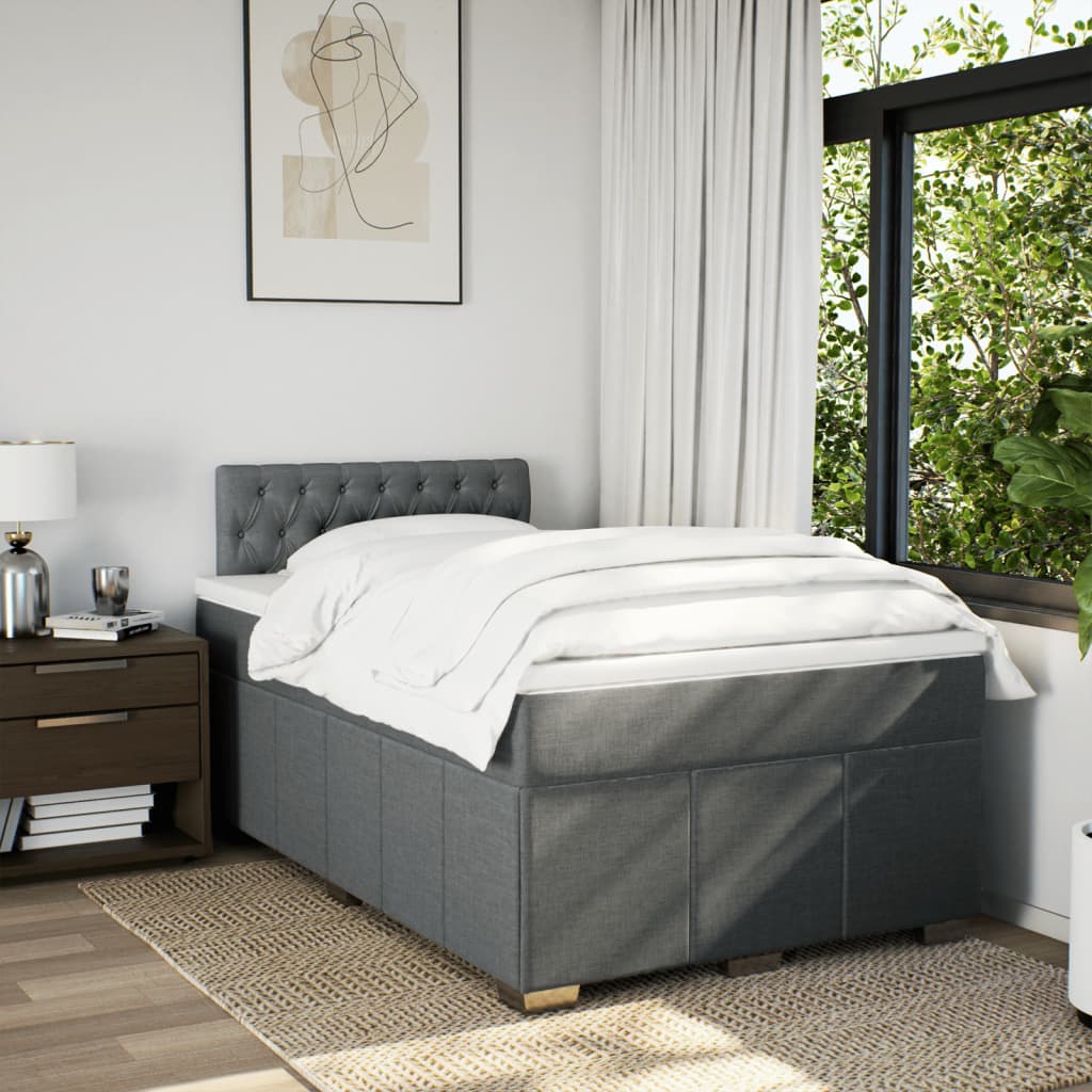 Sommier à lattes de lit avec matelas gris foncé 120x190cm tissu - XIOS