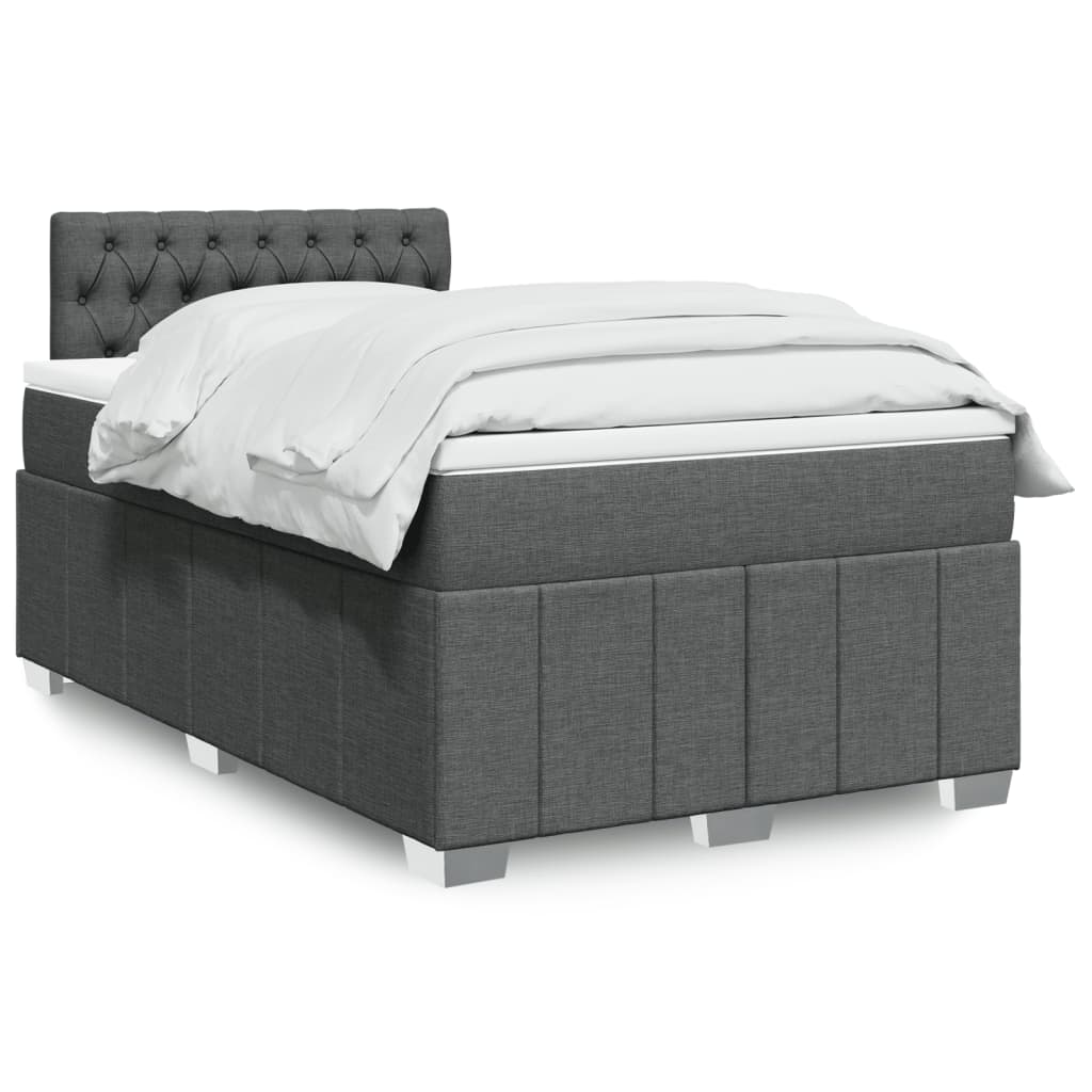Sommier à lattes de lit avec matelas gris foncé 120x190cm tissu - XIOS