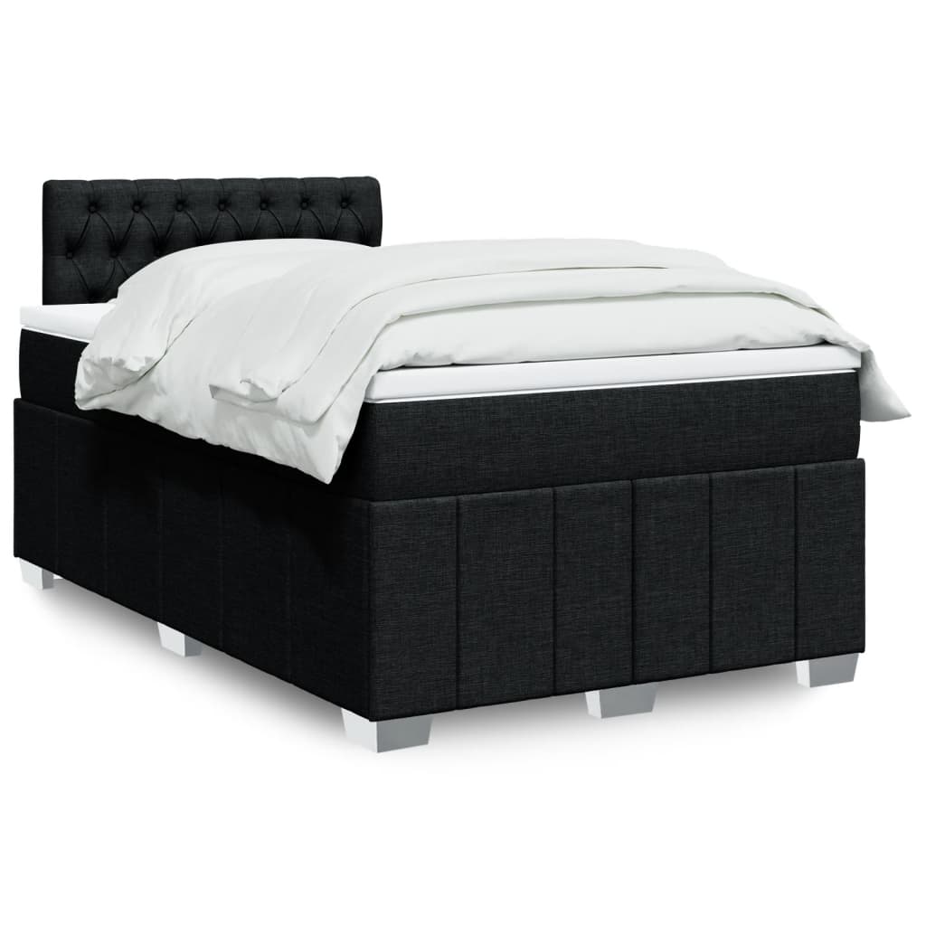 Sommier à lattes de lit avec matelas noir 120x190 cm tissu - XIOS