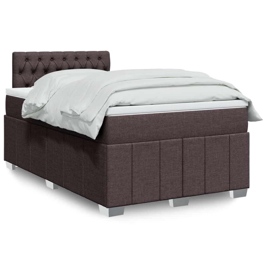 Sommier à lattes de lit et matelas marron foncé 120x190cm tissu - XIOS