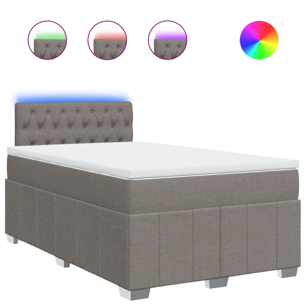 Sommier à lattes de lit avec matelas taupe 120x190 cm tissu - XIOS