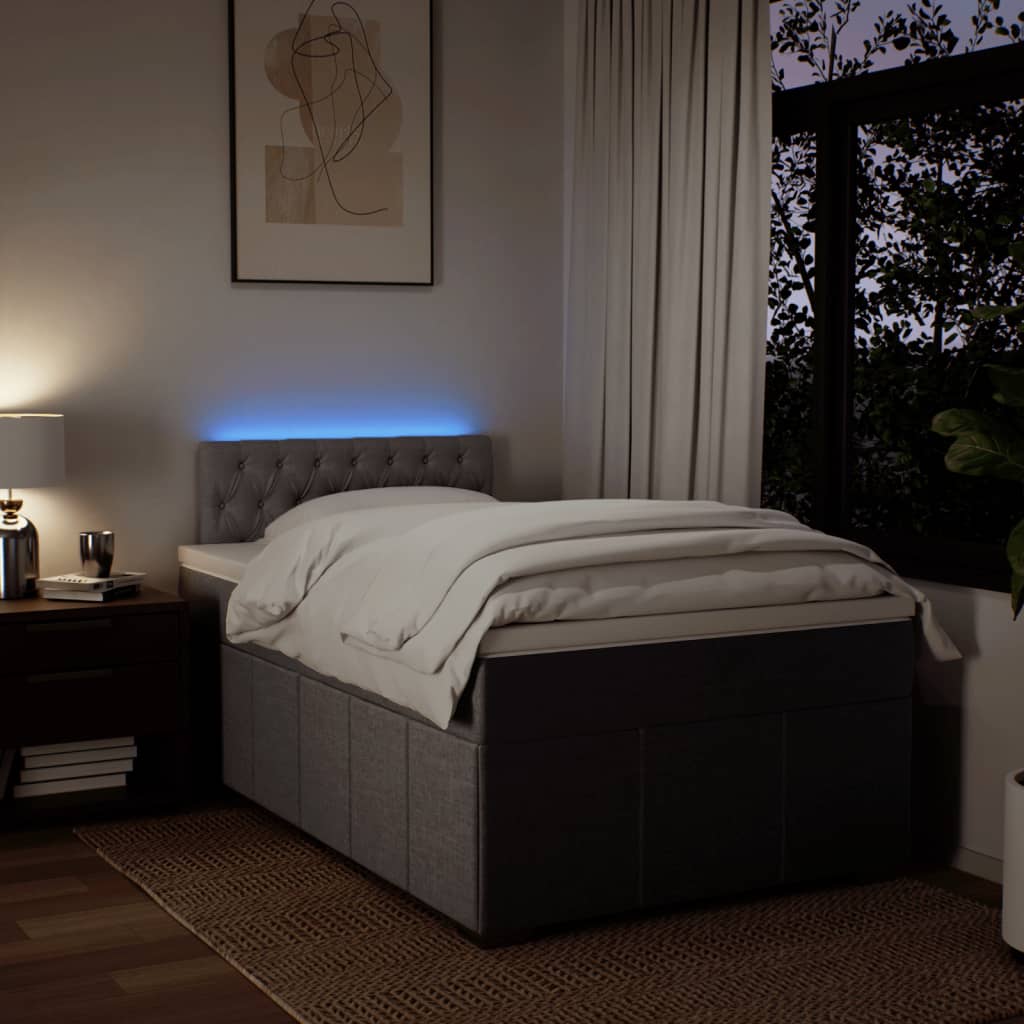 Sommier à lattes de lit avec matelas taupe 120x190 cm tissu - XIOS