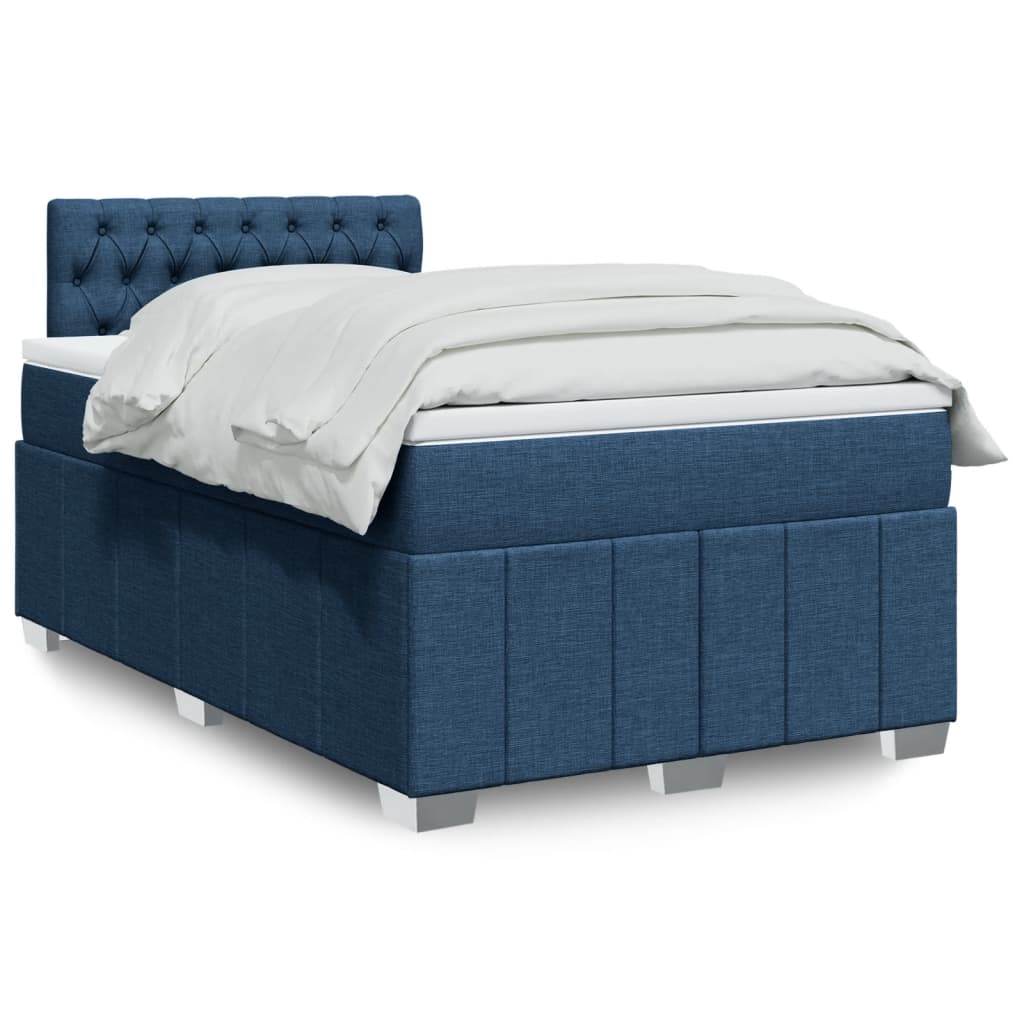 Sommier à lattes de lit avec matelas bleu 120x190 cm tissu - XIOS