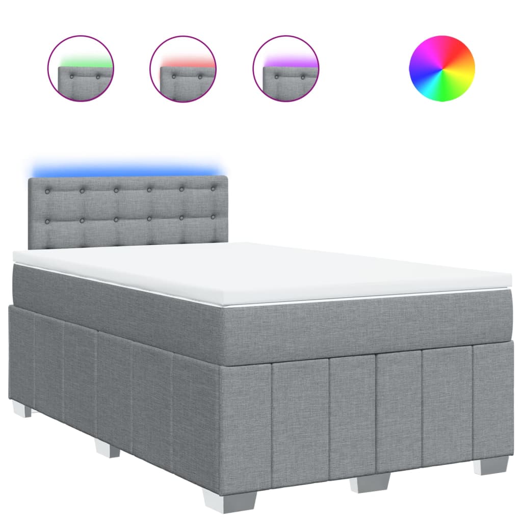 Sommier à lattes de lit et matelas gris clair 120x190 cm tissu - XIOS