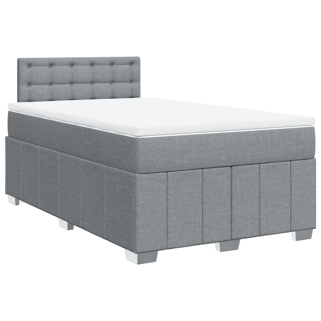 Sommier à lattes de lit et matelas gris clair 120x190 cm tissu - XIOS