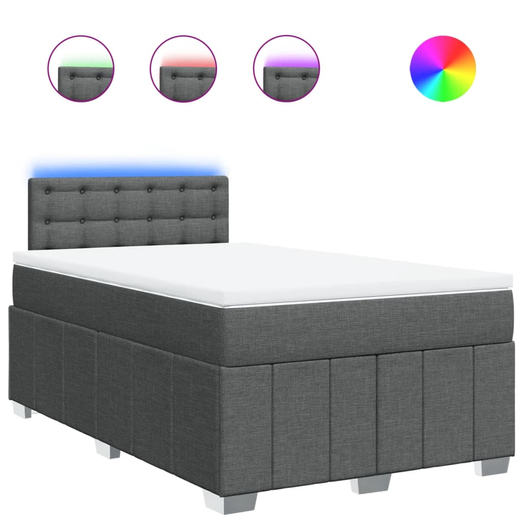 Sommier à lattes de lit avec matelas gris foncé 120x190cm tissu - XIOS