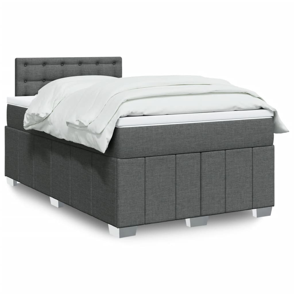 Sommier à lattes de lit avec matelas gris foncé 120x190cm tissu - XIOS