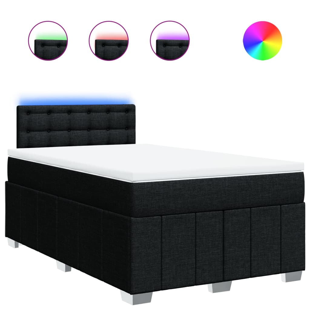 Sommier à lattes de lit avec matelas noir 120x190 cm tissu - XIOS