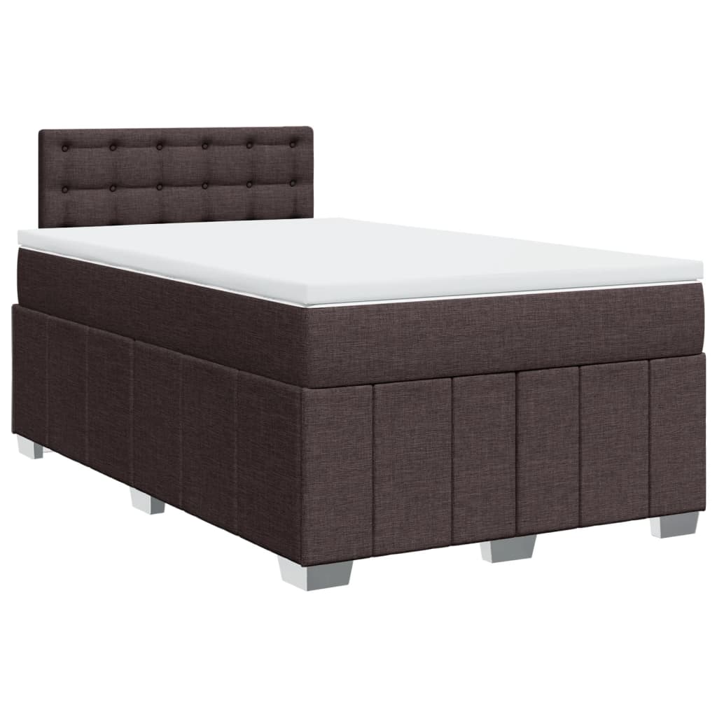 Sommier à lattes de lit et matelas marron foncé 120x190cm tissu - XIOS